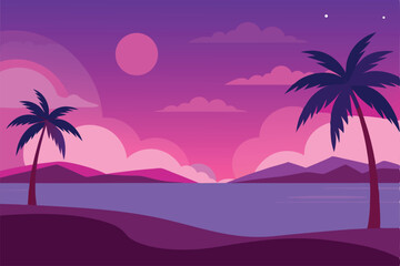 pink and purple sky over a tropical beach   (1).eps