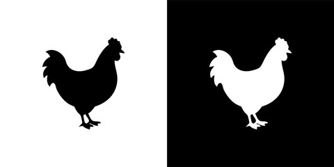 Two chicken silhouettes, one black on white, one white on black, presented side by side.