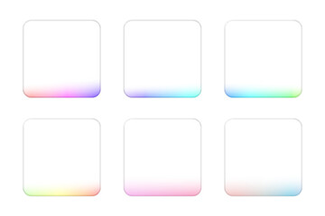 グラデーションの入った角丸正方形のぷっくりした硝子　フレーム　セット　png