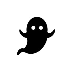 Simple black silhouette of a friendly cartoon ghost, floating with outstretched arms.