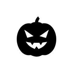 Silhouette of a spooky Halloween pumpkin with a menacing face.