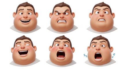 Cartoon character faces with various emotions