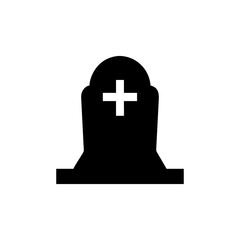 Obraz premium Simple black silhouette of a gravestone, featuring a cross.