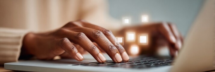 Modern Digital Copyright Protection on Laptop Keyboard with Intellectual Property Icons, Professional Technology Content for Legal Marketing and Online Education