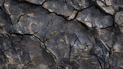 Close-up view of cracked, dark gray rock surface.