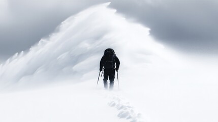 extreme mountain climbing expedition in icy storm conditions