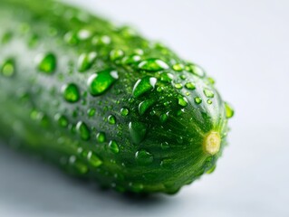 A green cucumber with water droplets on it