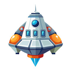 a retro spaceship or UFO with a classic flying saucer design, no background vector file.