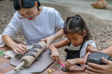 Mother and Child Creating Clay Art Together