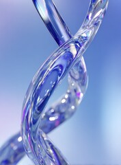 Iridescent blue helix spirals against a soft blue backdrop