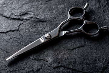 Obraz premium Professional hair shears on dark stone (1)