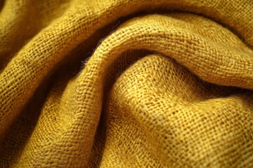 Fototapeta premium Close-up view of a textured mustard-colored fabric.