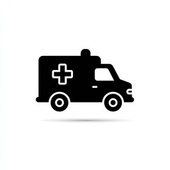 Simple black ambulance icon