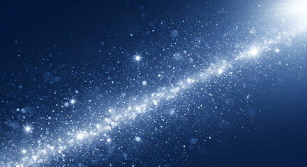 Abstract Blue Background with Glittering Stars and Light Effect