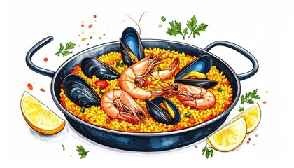 Colorful paella dish illustration (1)