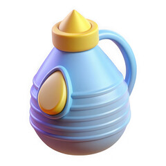 Stylized blue jug with yellow accents isolated on transparent background