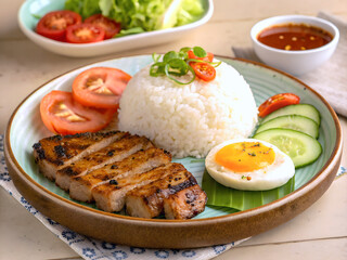 Delicious Vietnamese Com Tam with Grilled Pork and Fried Eggs