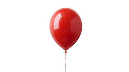 Single red balloon floating against a transparent background