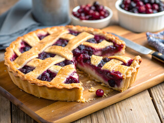 Delicious Homemade Berry Pie with Golden Lattice Crust