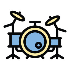 Drums icon flat line style illustration representing rhythm and percussion suitable for music production apps band promotions and educational projects