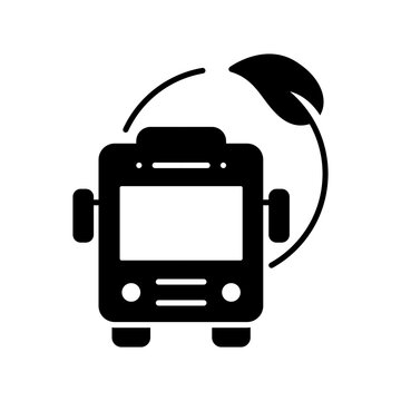 black bus with leaf, eco-friendly clip art preview