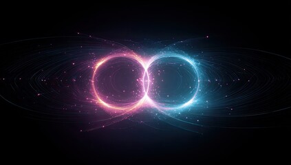 Two interconnected glowing circles, radiating energy