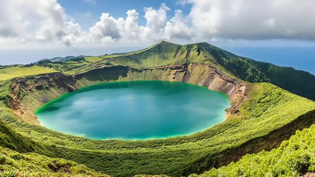 Stunning Aerial View of Sete Cidades Lake in Azores, Portugal, Natural Beauty