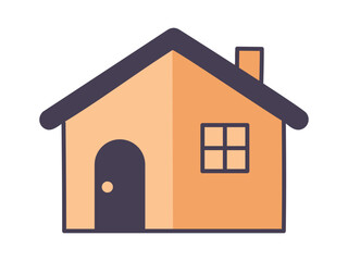 おしゃれな煙突付きの家のアイコンイラスト／シンプルでかわいい住宅のマーク