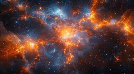 Naklejka premium A vibrant nebulae displays intricate patterns of light and color.