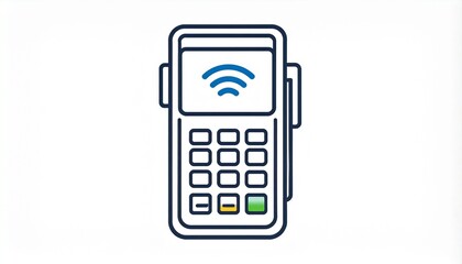 POS terminal line icon for contactless payment. Modern wireless transaction technology concept for business and retail.