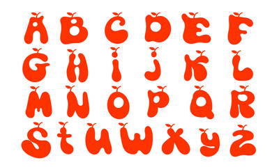 Fruit Playful cartoon Font, funky typeface for joyful brings life designs like children's artwork, birthday invitations, playful branding, and carnival