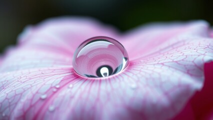 a pink flower with water droplets close up