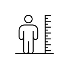 Height Scale Icon, Tall Person Outline, Human Size Indicator, Thin Line.