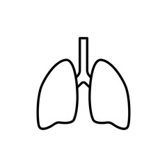 Lungs Icon, Human Respiratory Organ, Simple Outline Style, Thin Line Pulmonology Symbol.