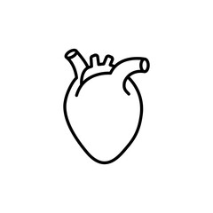Heart Icon, Human Organ Symbol, Line Style Vector for Cardiology and Anatomy Illustration.