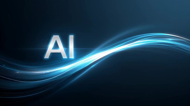 The word "AI" and surrounding waves symbolizing a new wave of technological revolution and breakthrough innovations. AI is the innovation of innovation.