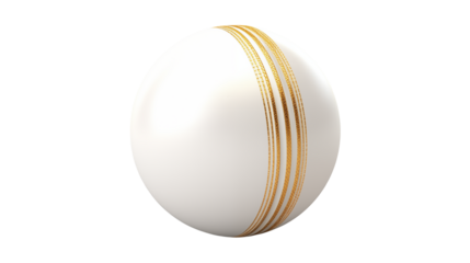 White sphere with gold stripes on a transparent background