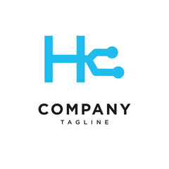 Letter H Electronic Logo Icon Vector