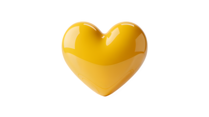 Glossy yellow heart shape smooth isolated on a transparent background image