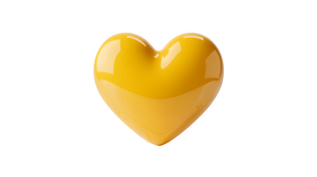Glossy yellow heart shape smooth isolated on a transparent background image