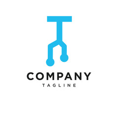 Letter T Electronic Logo Icon Vector