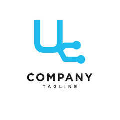 Letter U Electronic Logo Icon Vector