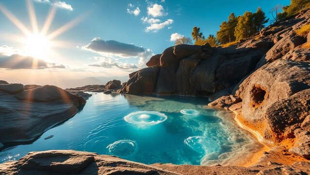 clear water surrounded by rocks