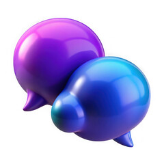 Two glossy speech bubbles isolated on transparent background