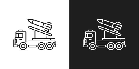 Missile launcher truck icon. Missile launcher truck is a potent mobile artillery system ideal for military, defense, warfare, modern technology, and military equipment concepts.