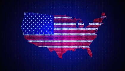 USA map, digital flag, abstract design