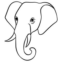 Line drawing of an Elephant head, showcasing the intricate details of the animal's features