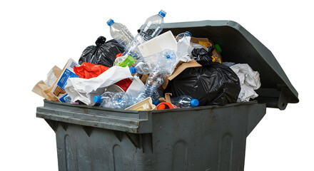 Garbage Bin Full of Waste at Junkyard Isolated