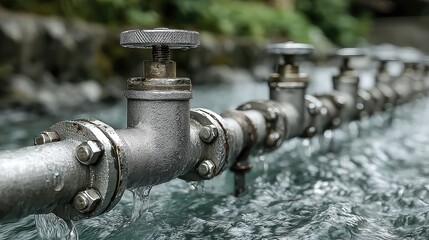Water pressure monitoring systems used to measure and control pressure levels in water distribution systems, critical in environmental engineering, hydrology, and infrastructure studies.