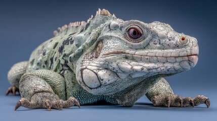 Obraz premium Close Up of a Blue and Green Lizard with White Spots